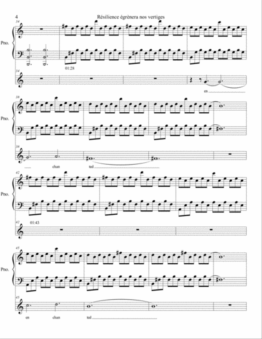 Résilience égrènera nos vertiges (soprano solo and piano part extracted from version piano, solo High Voice scores gallery preview page 4