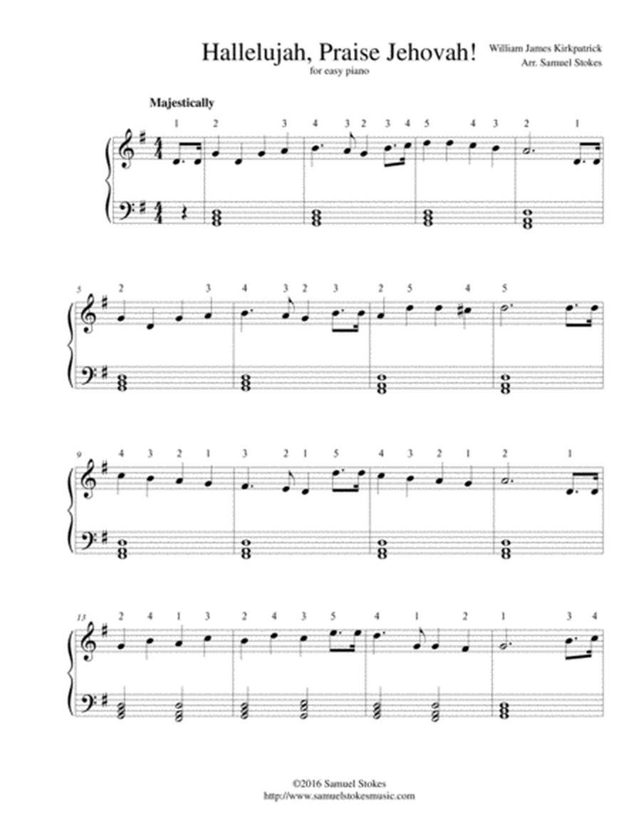 Hallelujah, Praise Jehovah! - for easy piano image number null