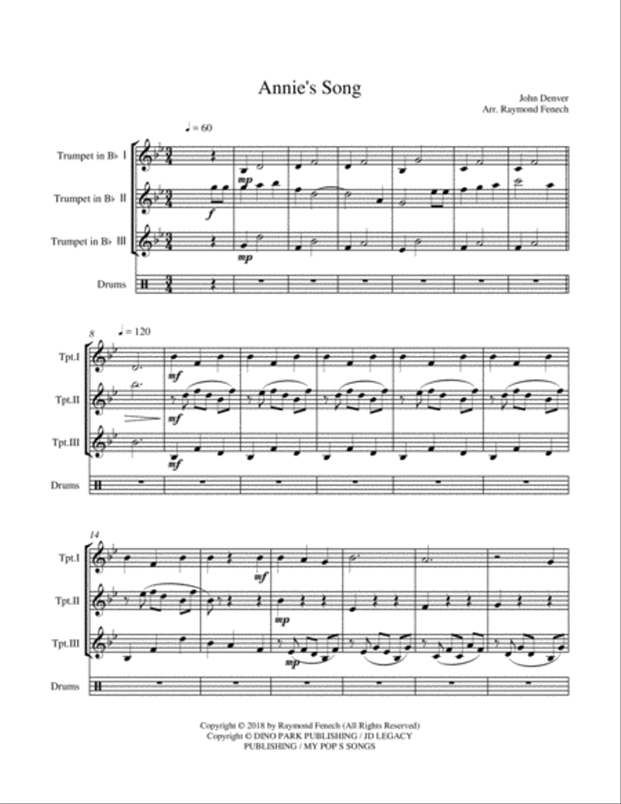 Annie's Song Brass Ensemble scores gallery preview page 6
