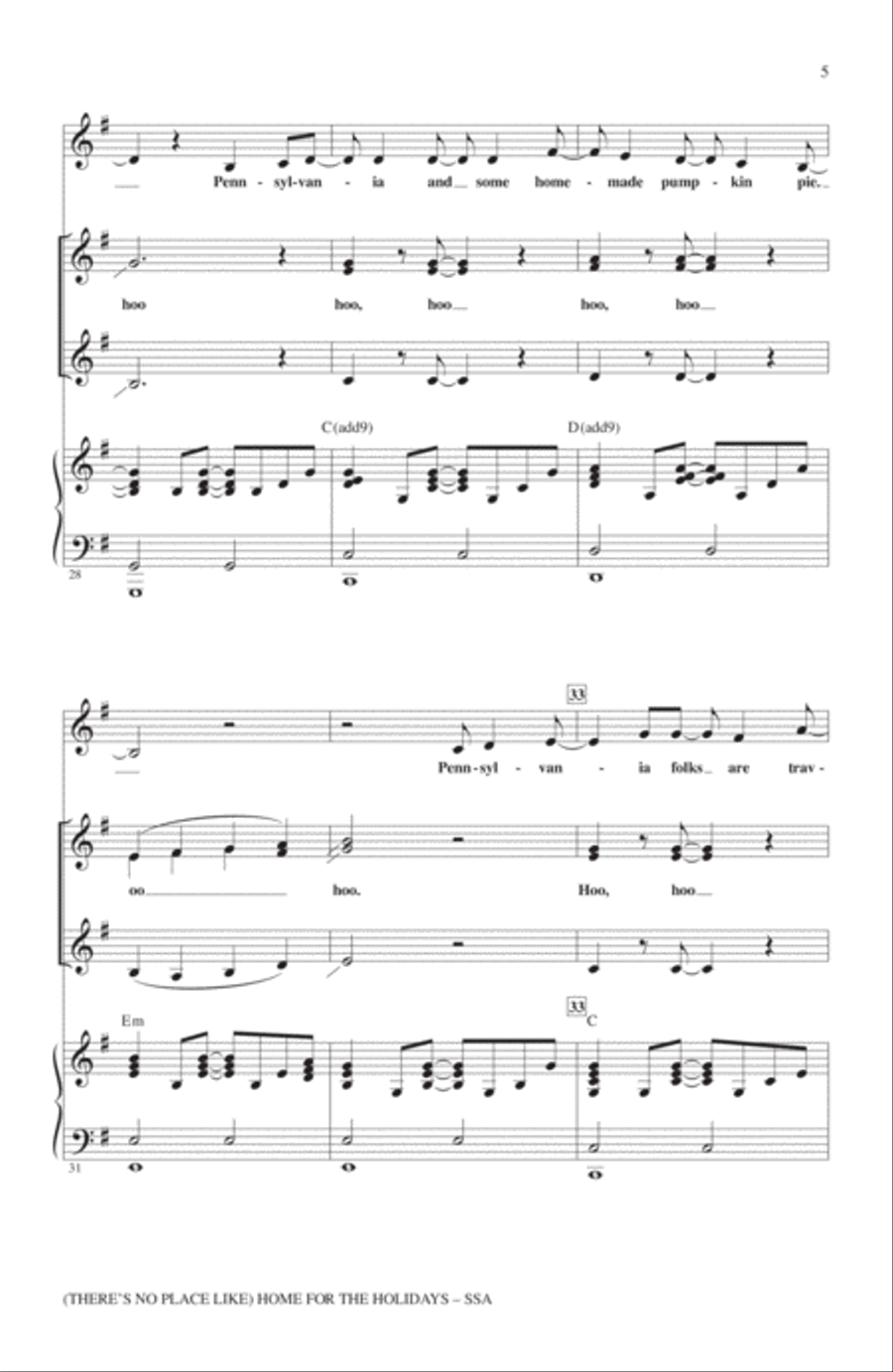 (There's No Place Like) Home For The Holidays SSA scores gallery preview page 4