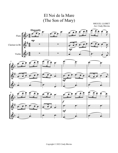 The Son Of Mary, Flute, Clarinet and Violin image number null