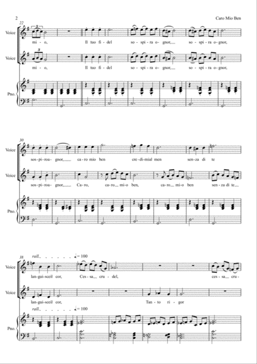 Caro Mio Ben Caro Mio Ben Voice scores gallery preview page 2