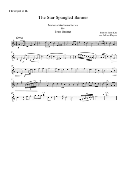 "The Star Spangled Banner" Brass Quintet arr. Adrian Wagner image number null