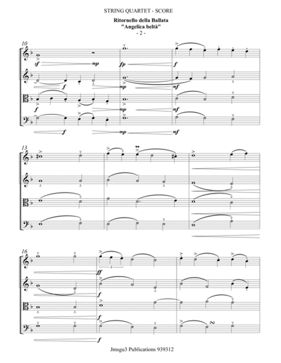 Landini: Ritornello della Ballata "Angelica belta" for String Quartet image number null