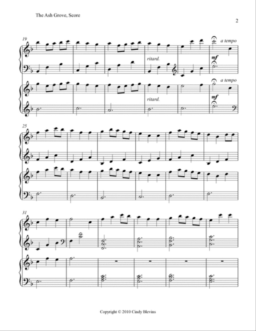 The Ash Grove, for Harp Duet Harp scores gallery preview page 3