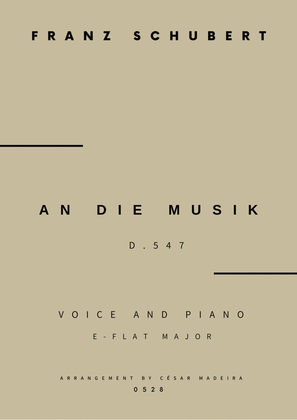 Book cover for An Die Musik - Voice and Piano - Eb Major (Full Score and Parts)