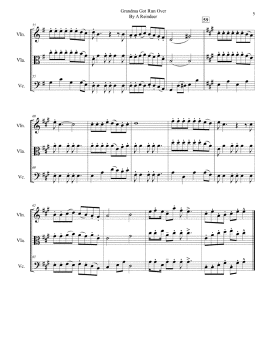Grandma Got Run Over By A Reindeer String Trio scores gallery preview page 5