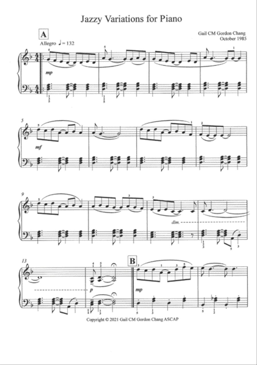 Jazzy Variations for Piano Piano Method scores gallery preview page 2