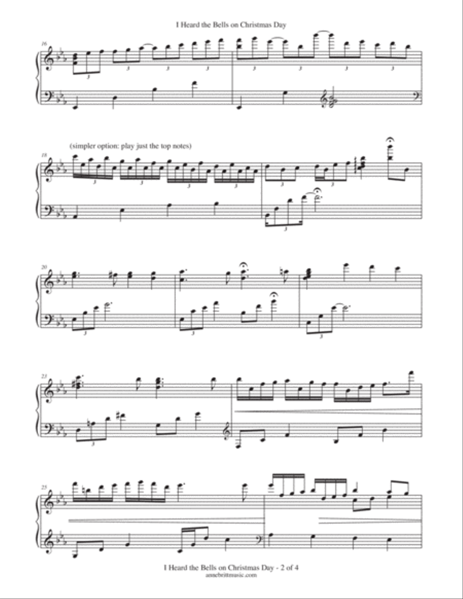 I Heard the Bells on Christmas Day Piano Solo scores gallery preview page 2