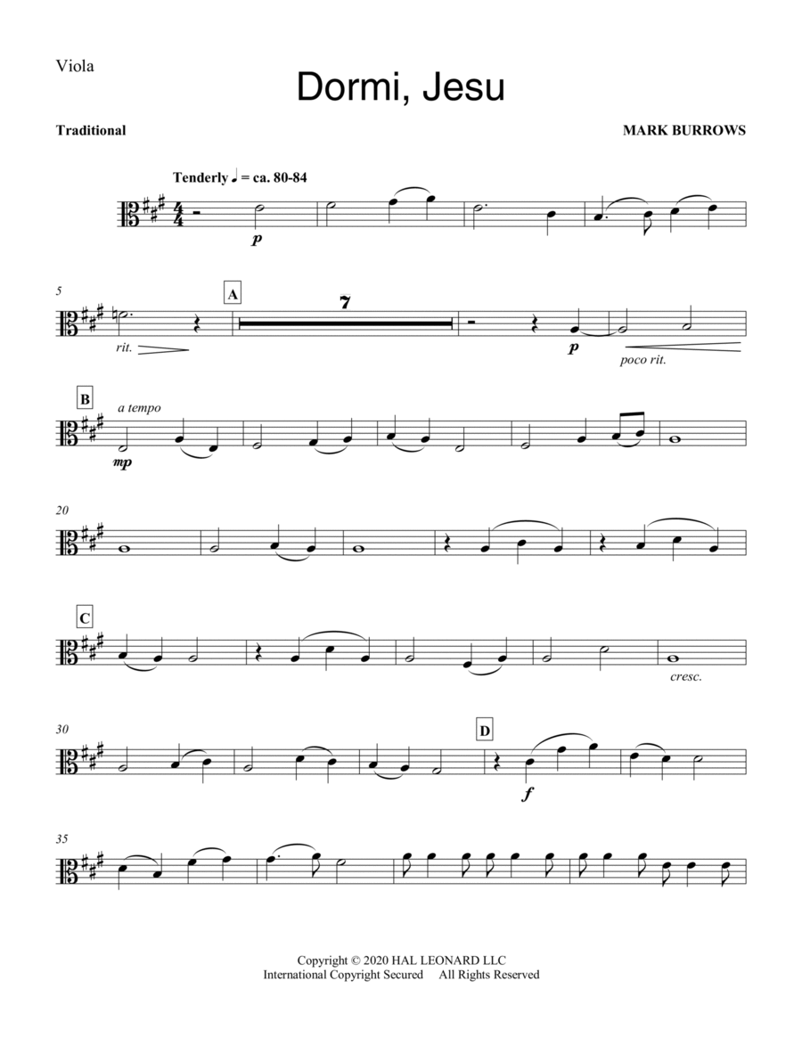 Dormi, Jesu - Viola Dormi, Jesu - Viola Choir scores gallery preview page 1