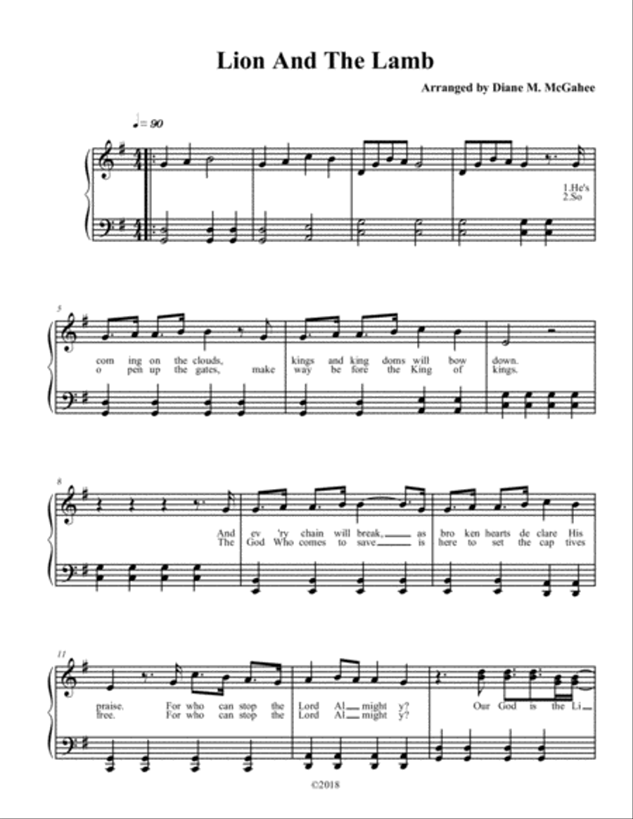 The Lion And The Lamb The Lion And The Lamb Small Ensemble scores gallery preview page 1