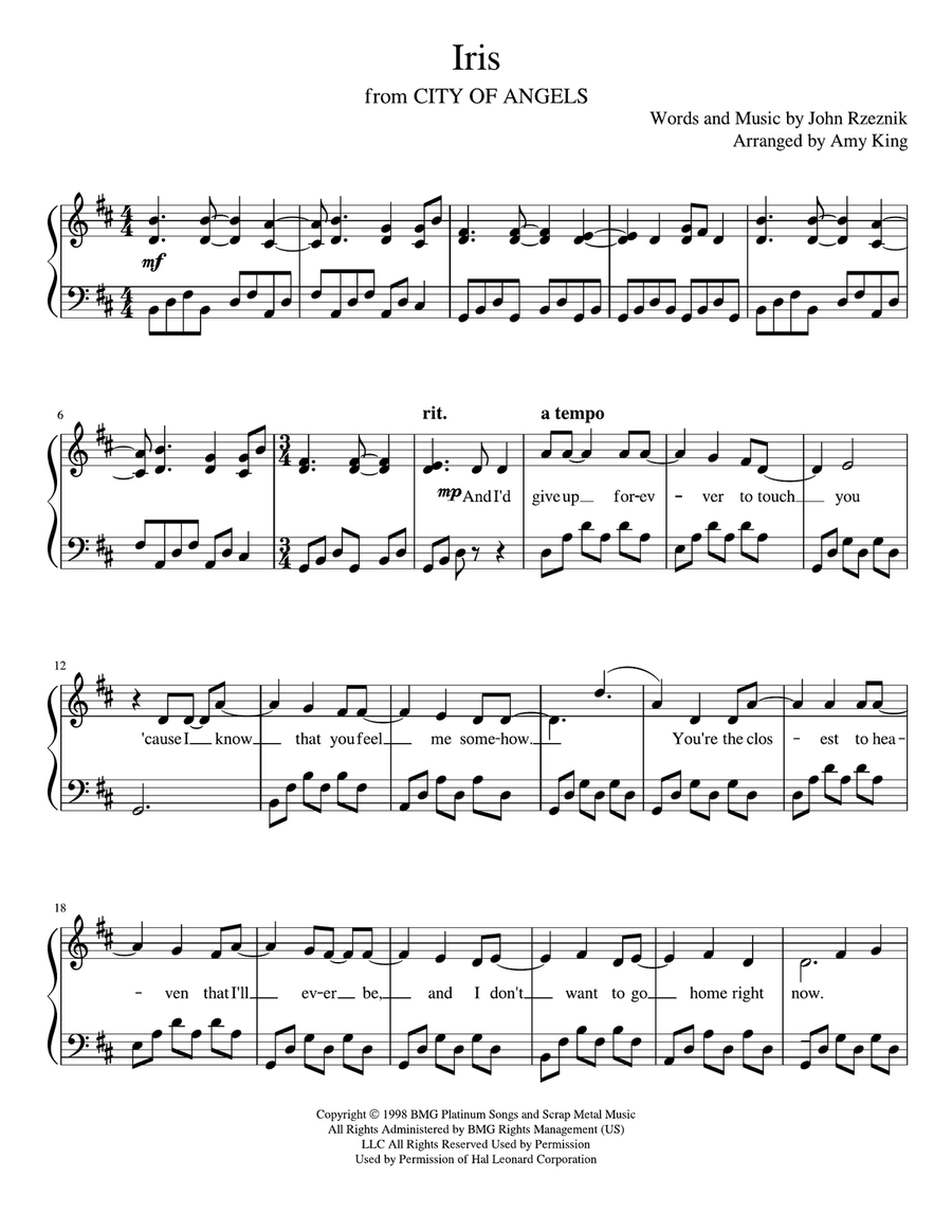 Iris Piano Solo scores gallery preview page 2