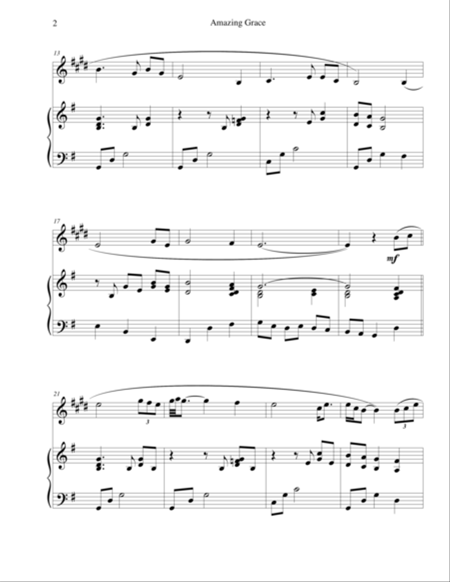 Amazing Grace - for baritone sax and piano Baritone Saxophone scores gallery preview page 2