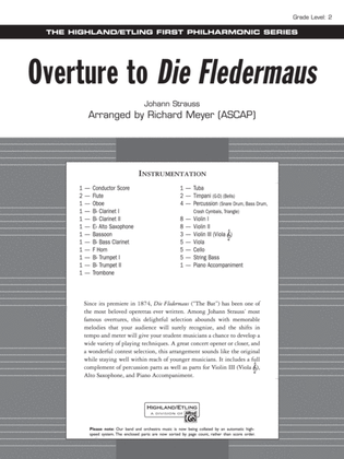 Book cover for Overture to Die Fledermaus: Score