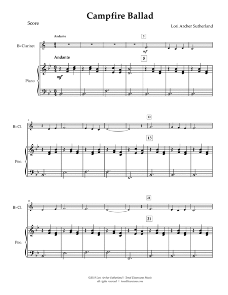Campfire Ballad Clarinet Solo scores gallery preview page 2