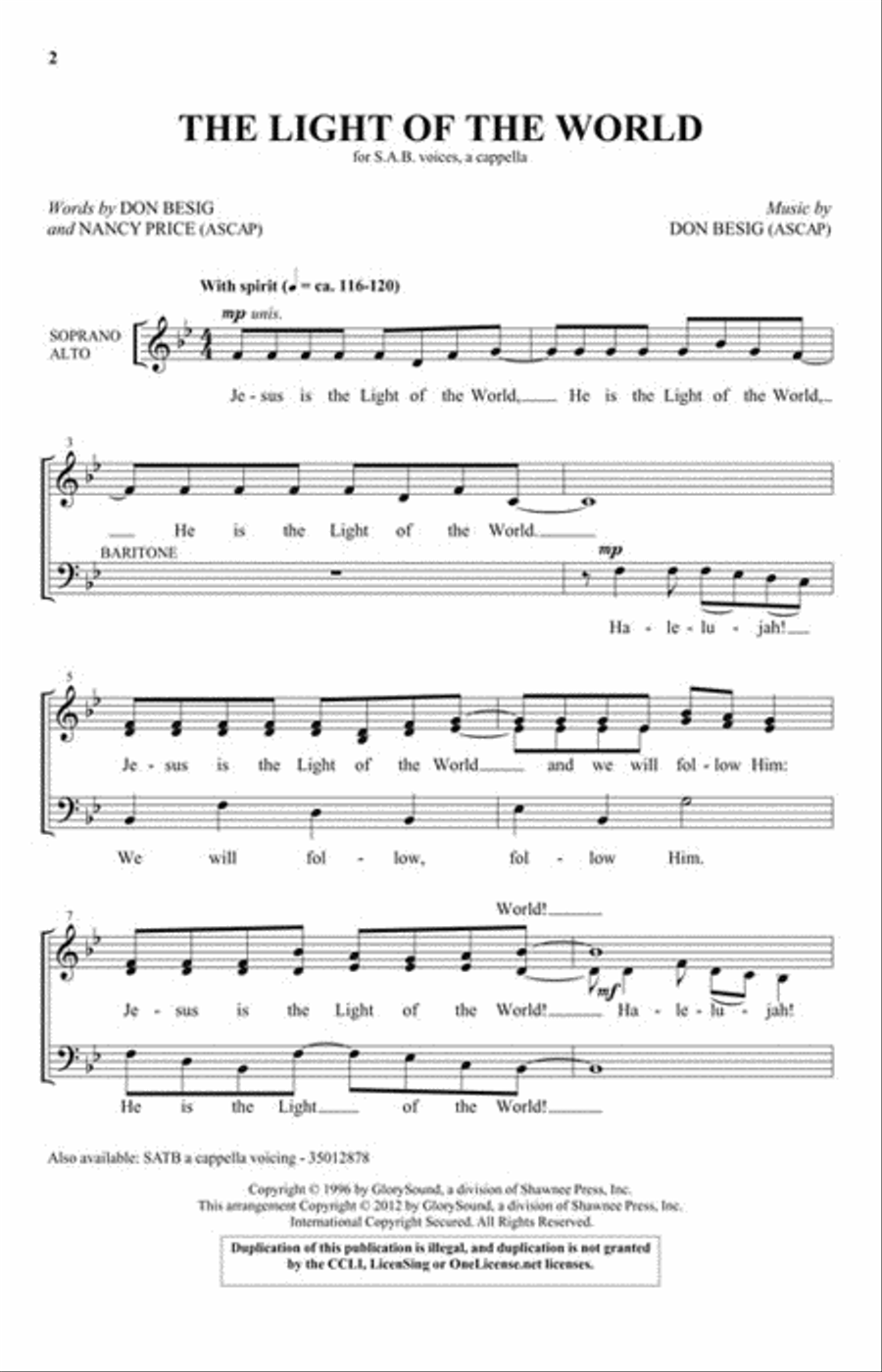 The Light of the World 3-Part scores gallery preview page 2