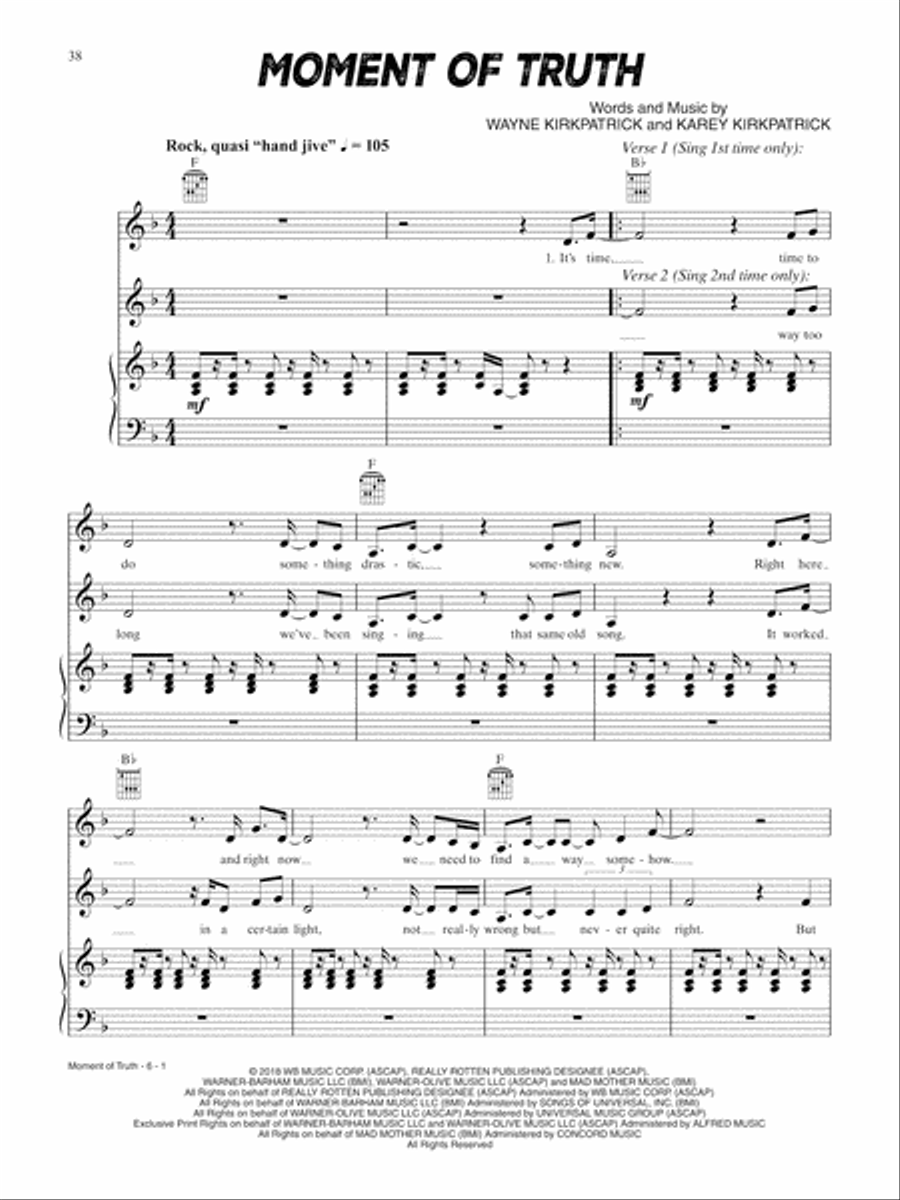 Moment of Truth (from Smallfoot) Piano, Vocal, Guitar scores gallery preview page 1