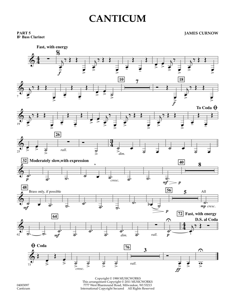Canticum - Pt.5 - Bb Bass Clarinet