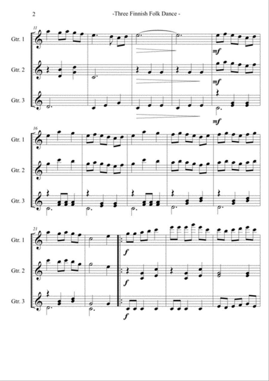 Three Finnish Folk Dance Three Finnish Folk Dance Acoustic Guitar scores gallery preview page 2