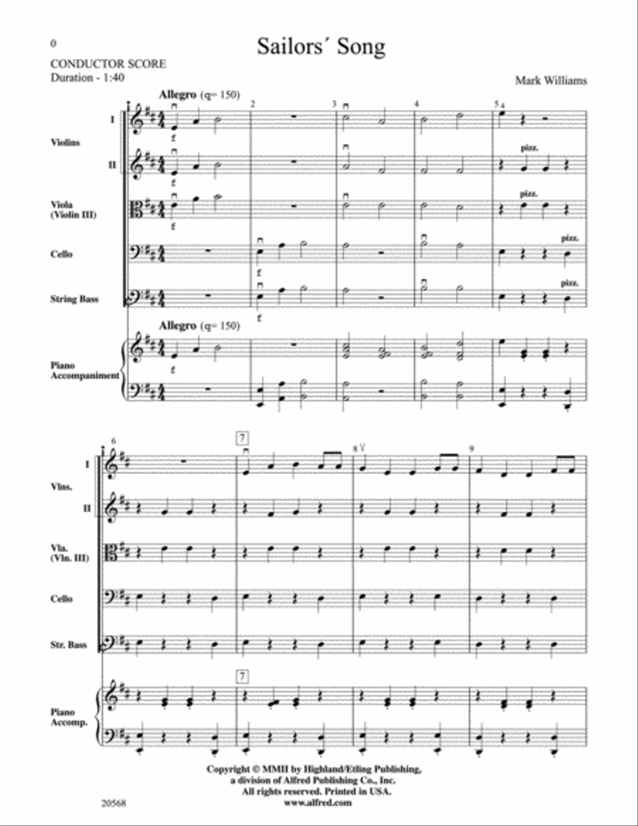 Sailor's Song String Orchestra scores gallery preview page 2