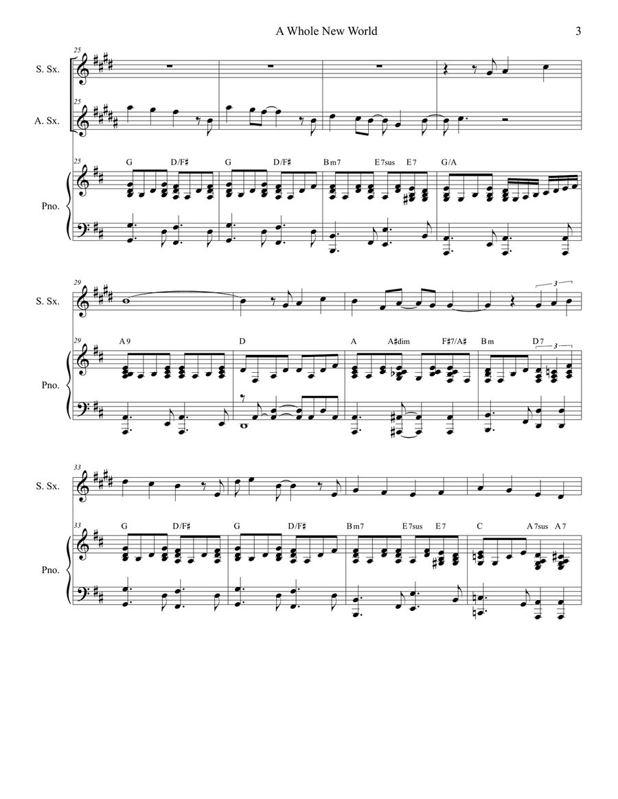 A Whole New World (from 'Aladdin') Woodwind Duet scores gallery preview page 3