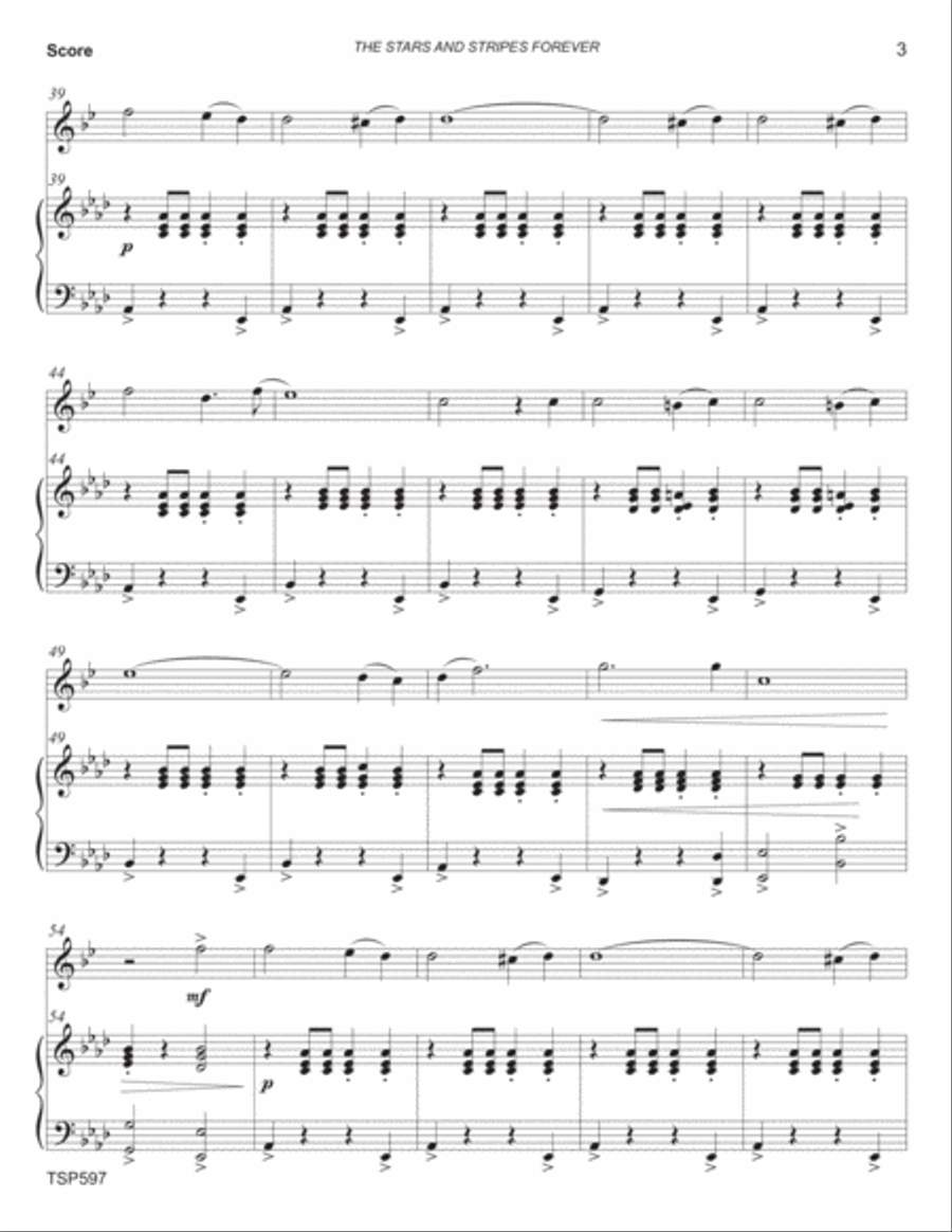 THE STARS AND STRIPES FOREVER - TRUMPET SOLO with Piano Accompaniment Trumpet Solo scores gallery preview page 3