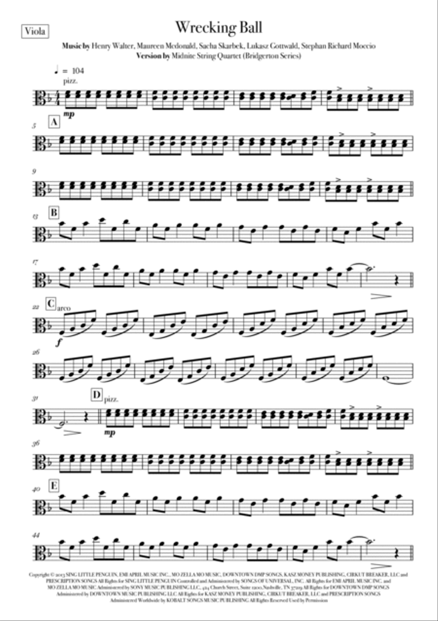 Wrecking Ball String Quartet scores gallery preview page 5