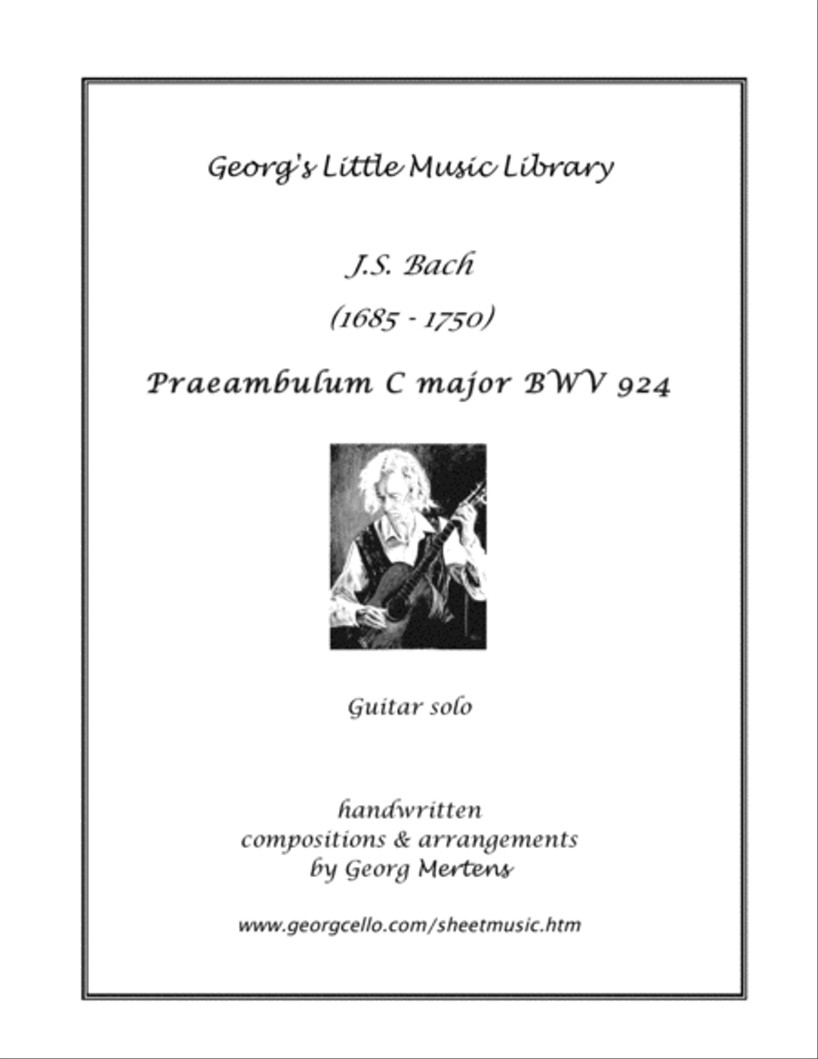Bach Praeambulum C major for guitar (notes & TAB) Classical Guitar scores gallery preview page 1