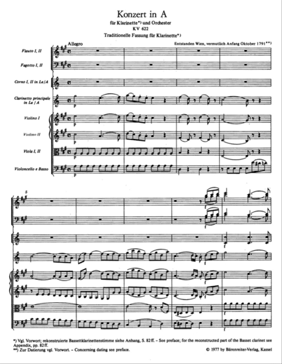 Concerto for Clarinet and Orchestra A major, KV 622 Orchestra scores gallery preview page 2