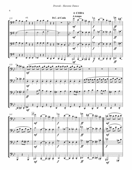 Slavonic Dance, Op. 72, No. 8 for Euphonium-Tuba Quartet