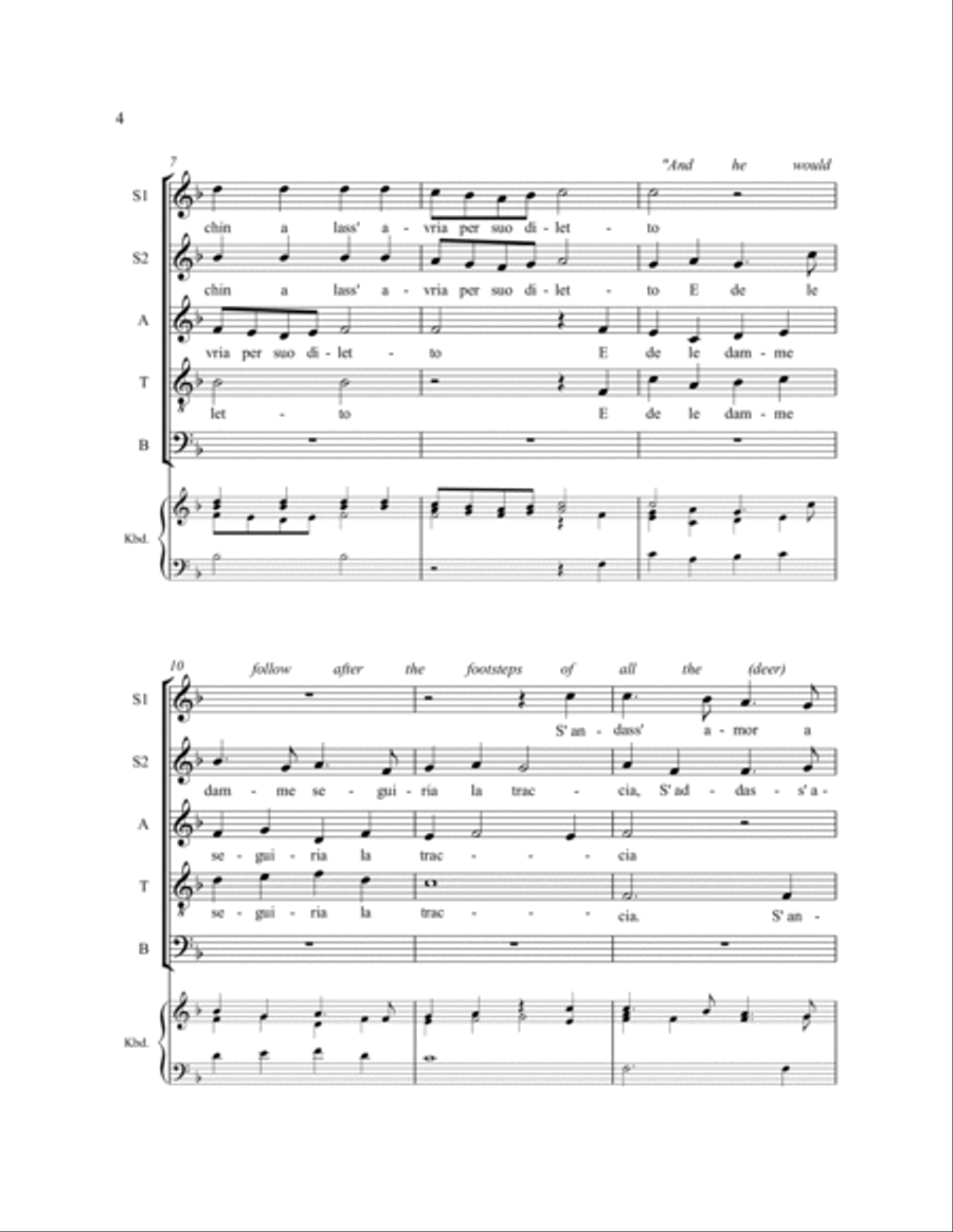 S'andasse amor a caccia SSATB scores gallery preview page 6