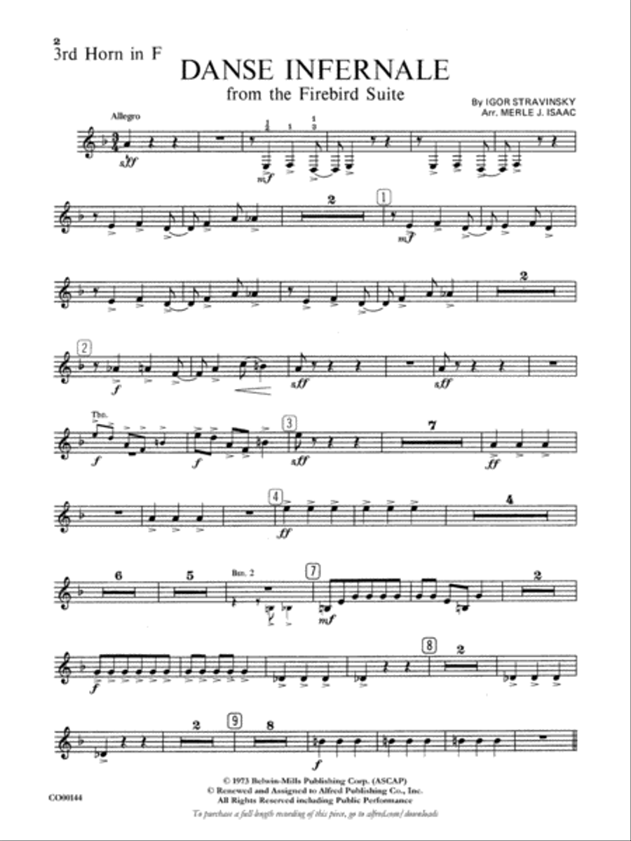 Danse Infernale: 3rd F Horn Full Orchestra scores gallery preview page 1