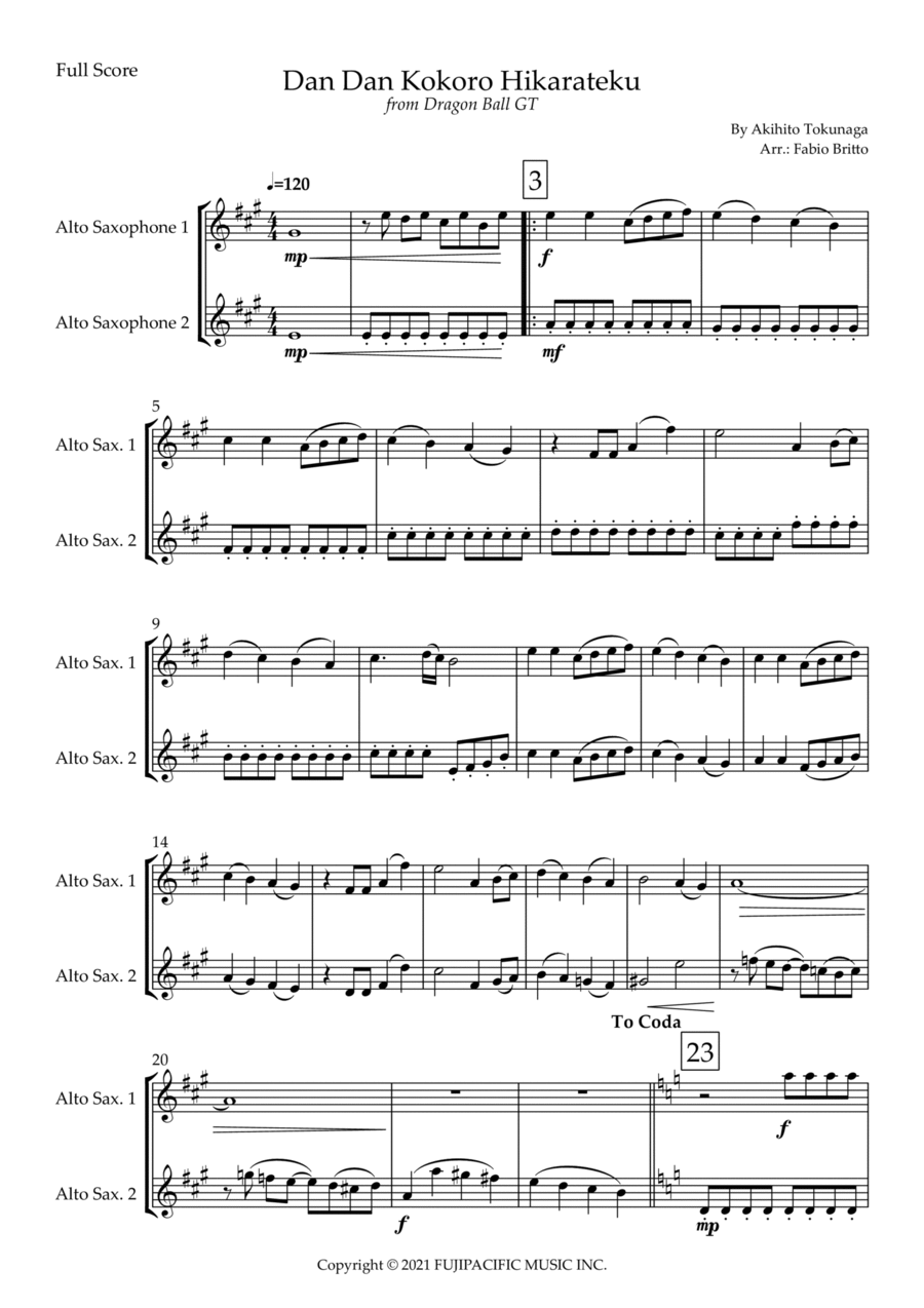 Dragon Ball Gt Woodwind Duet scores gallery preview page 1