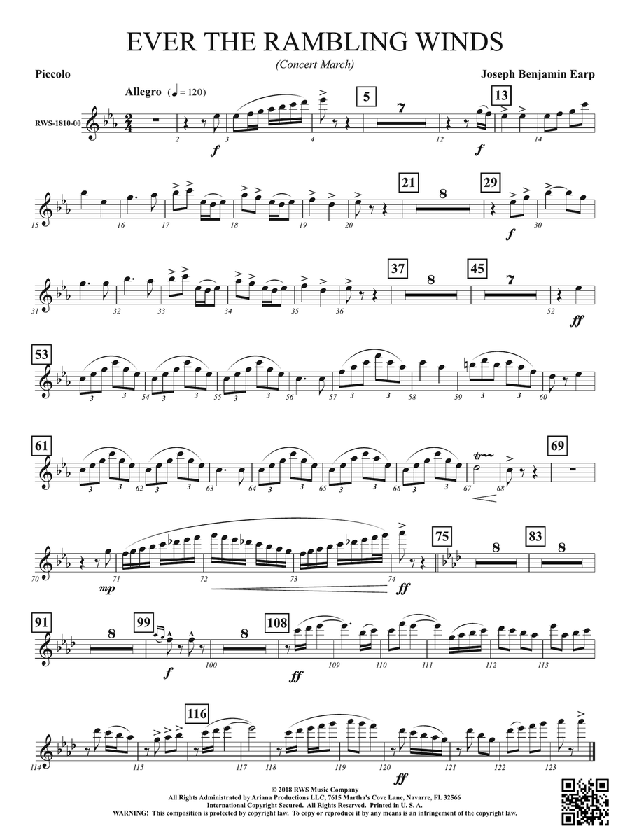 Ever the Rambling Winds - Concert March: Piccolo Piccolo scores gallery preview page 1
