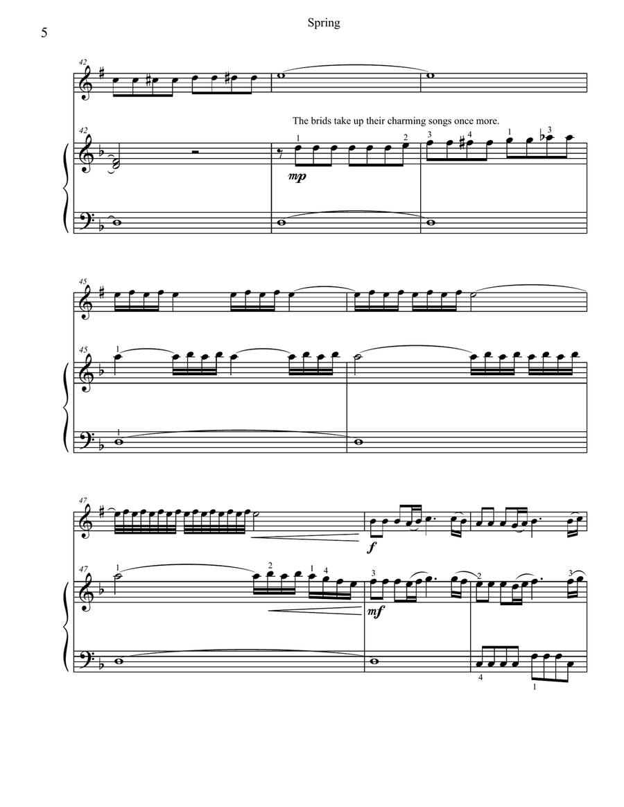 Classical Duets for Clarinet & Piano: Spring from Vivaldi's Four Seasons Woodwind Duet scores gallery preview page 5