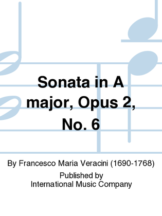 Book cover for Sonata In A Major, Opus 2, No. 6