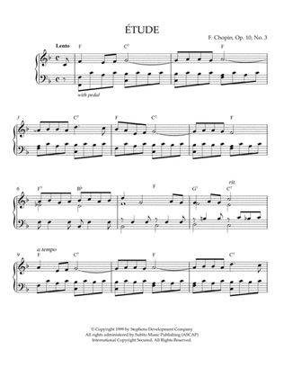 Book cover for Etude In F Major, Op. 10, No. 3 (originally E Major)