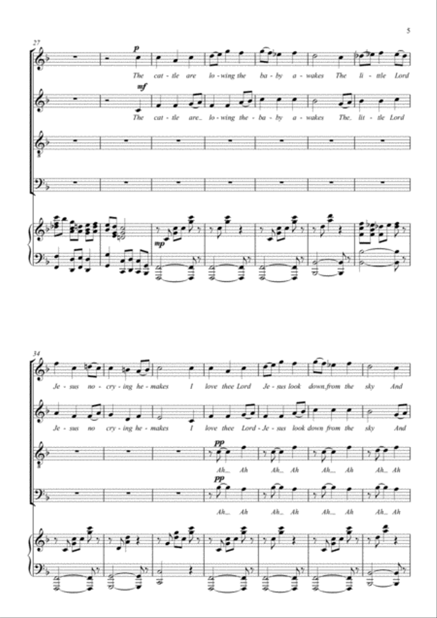 Away in a Manger 4-Part scores gallery preview page 5