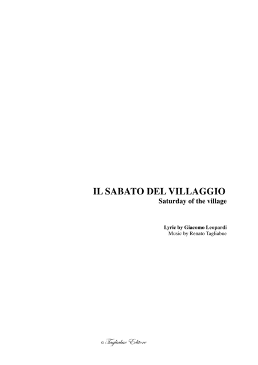 IL SABATO DEL VILLAGGIO (Saturday of the village) - Lyrics by Giacomo Leopardi - For SATB Choir 4-Part scores gallery preview page 1