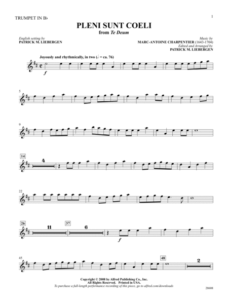 Pleni Sunt Coeli (from Te Deum): 1st B-flat Trumpet
