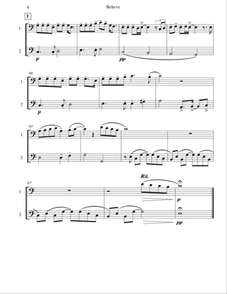 Believe Trombone Duet scores gallery preview page 5