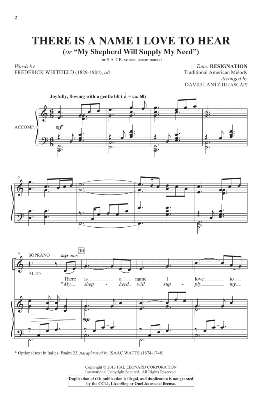 There Is A Name I Love To Hear 4-Part scores gallery preview page 1