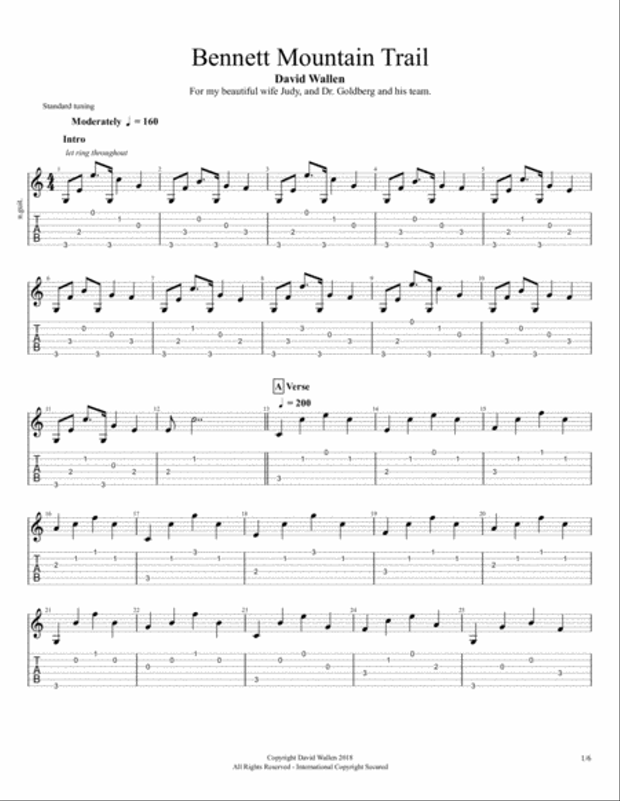 Bennett Mountain Trail Classical Guitar scores gallery preview page 1
