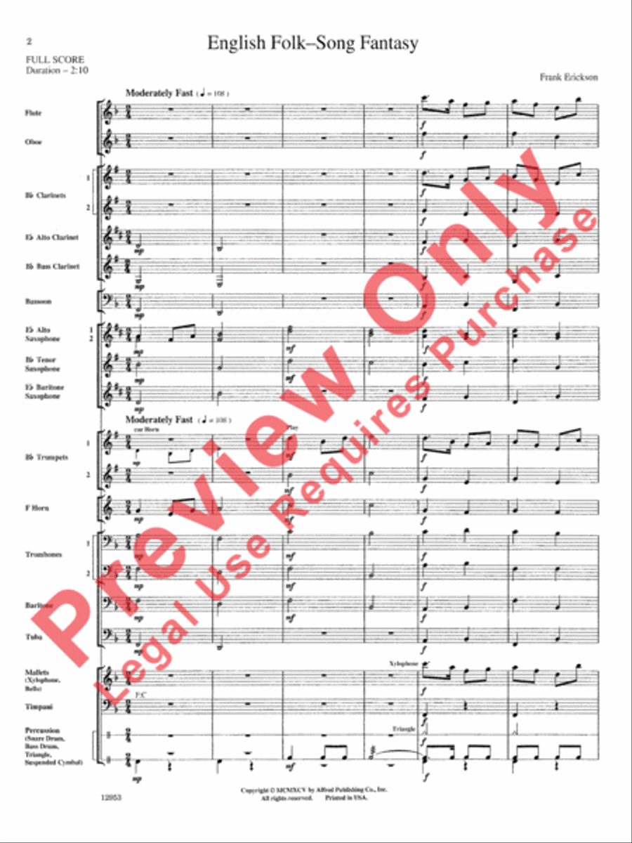 English Folk-Song Fantasy Concert Band scores gallery preview page 3
