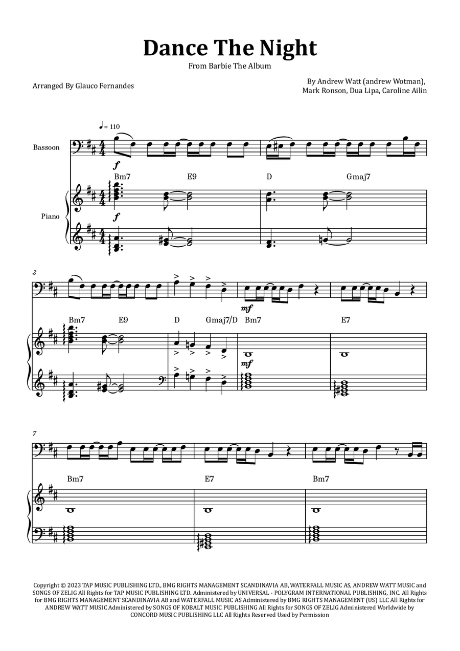 Dance The Night Chamber Music scores gallery preview page 1
