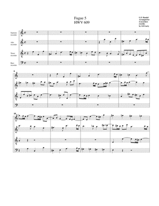 Fugue no.5, HWV 609 (arrangement for 4 recorders)