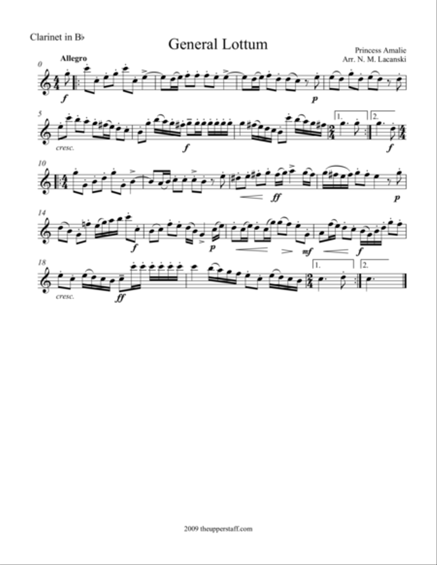 General Lottum Clarinet Solo scores gallery preview page 1