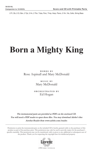 Born a Mighty King - Orchestral Score and CD with Printable Parts