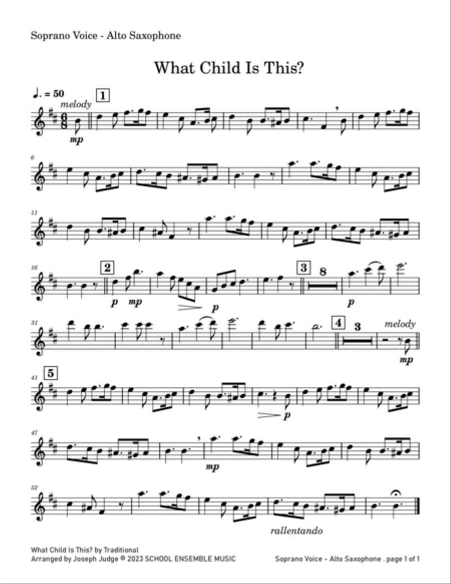 What Child Is This for Saxophone Quartet in Schools Saxophone Quartet scores gallery preview page 5