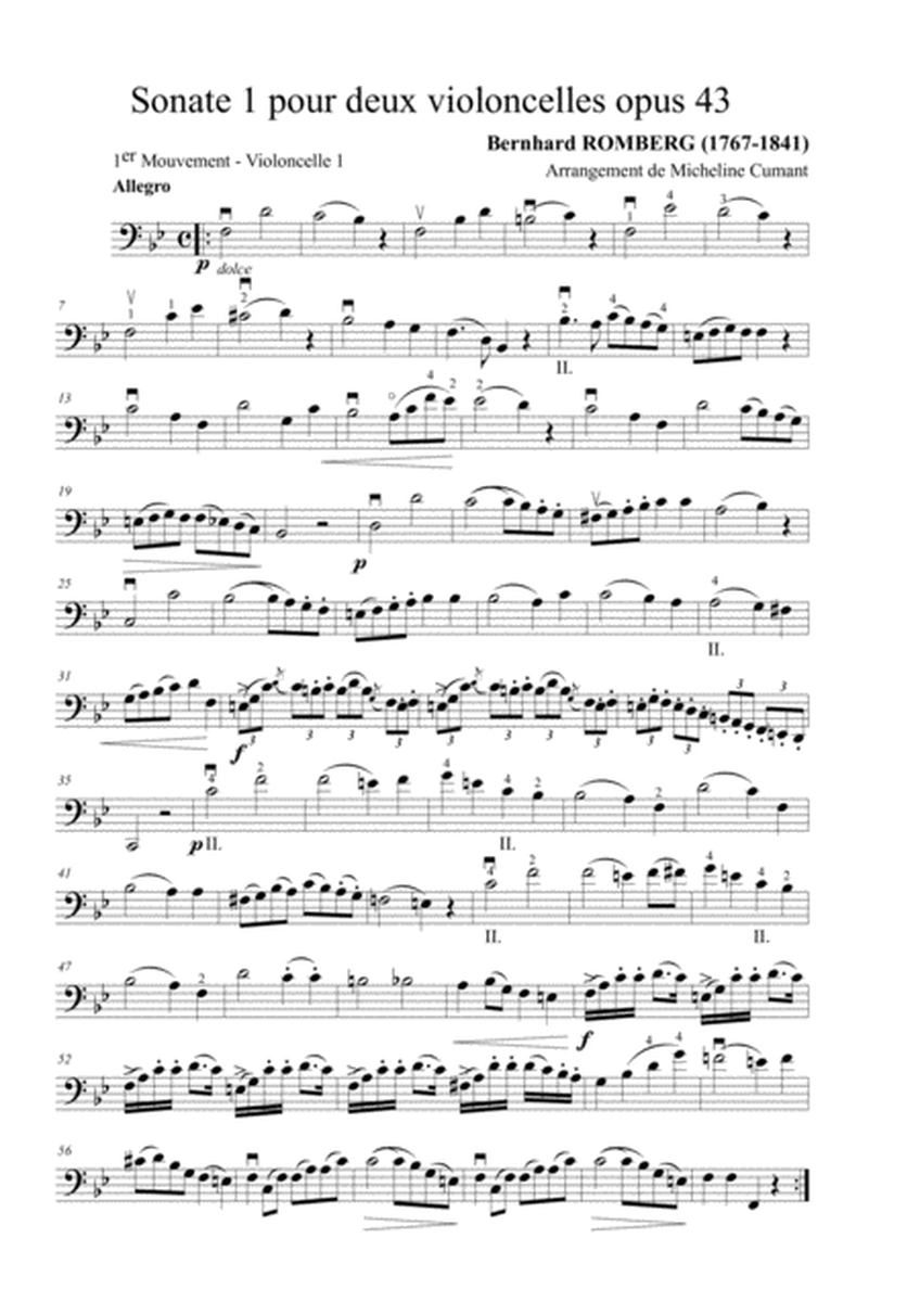 Romberg-Sonate 1 pour 2 violoncelles-violoncelle 1-1er mouvement image number null